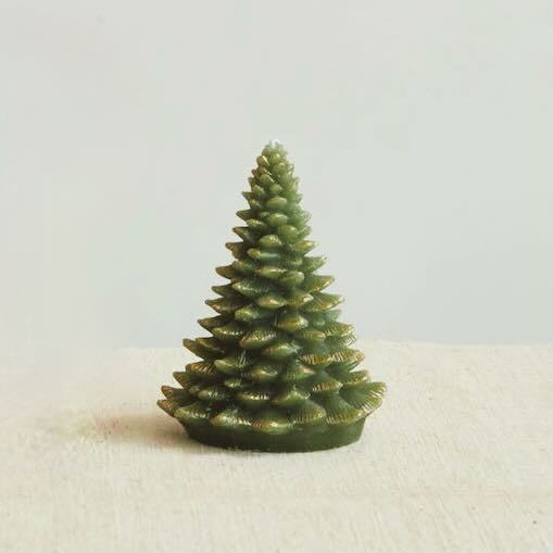 Unscented Tree - Shaped Candle Green w/ Gold Accents - Marmalade Mercantile