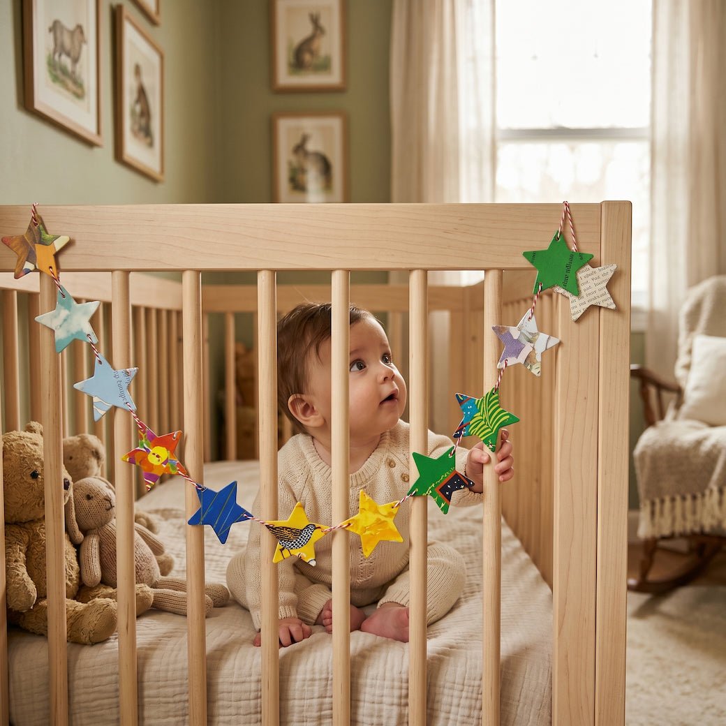 Up-cycled Baby Book Star Garland - 30 Stars - Marmalade Mercantile