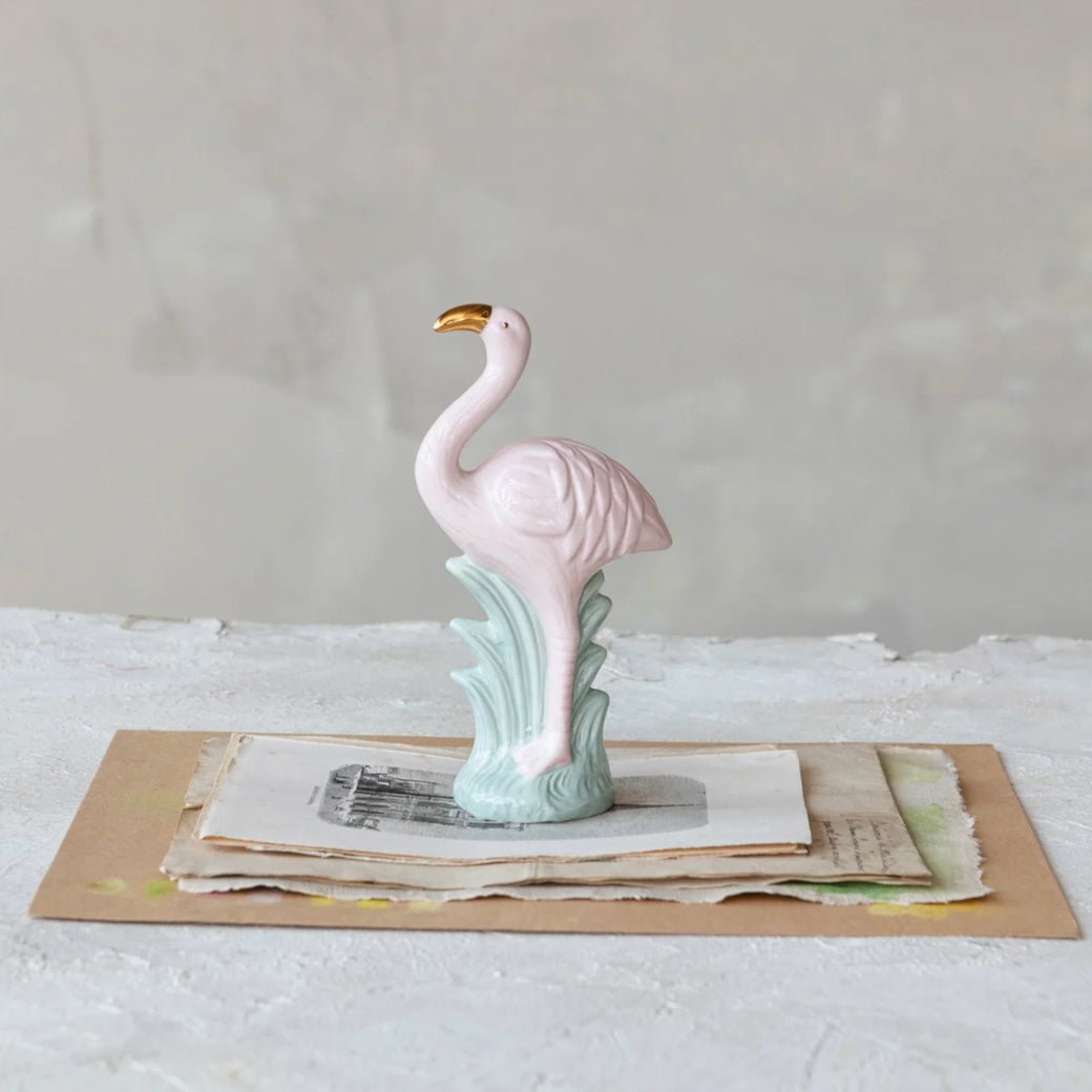 Vintage Reproduction Flamingo Figurine Electroplated Details - Marmalade Mercantile
