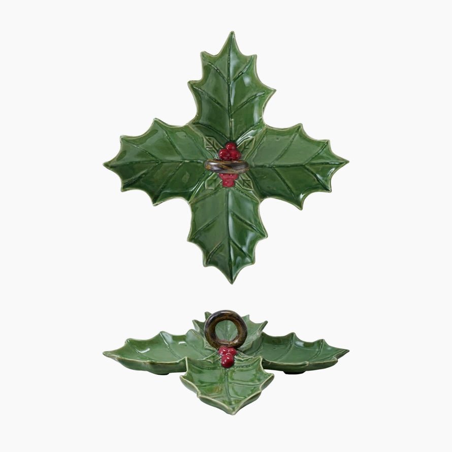 Vintage - Style Ceramic Holly Leaf Dish - Marmalade Mercantile