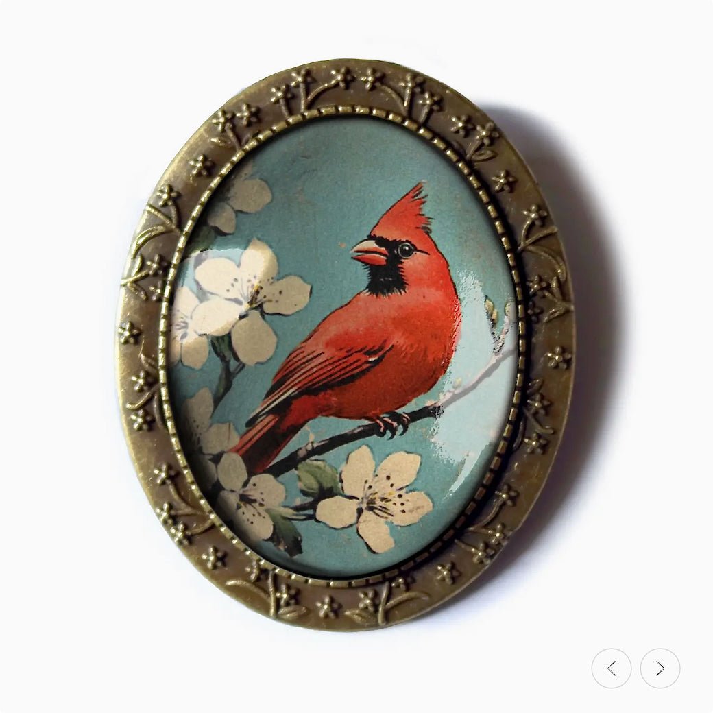 Vintage - Style Cottage Core Cardinal Brooch - Marmalade Mercantile