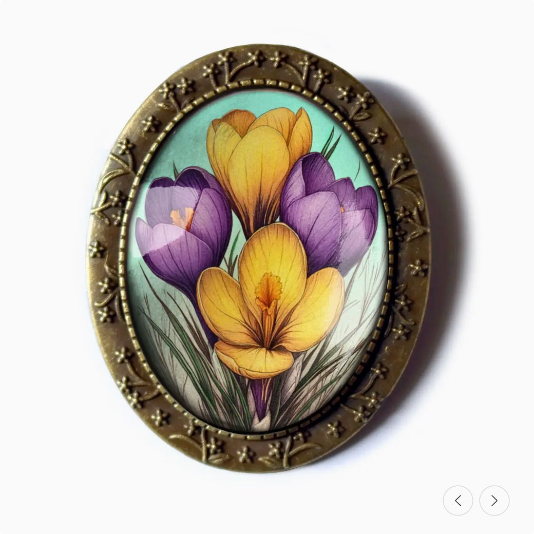 Vintage - Style Cottage Core Springtime Crocus Brooch - Marmalade Mercantile