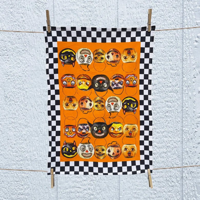 Vintage - Style Halloween Face Buckets Kitchen Towel - Marmalade Mercantile