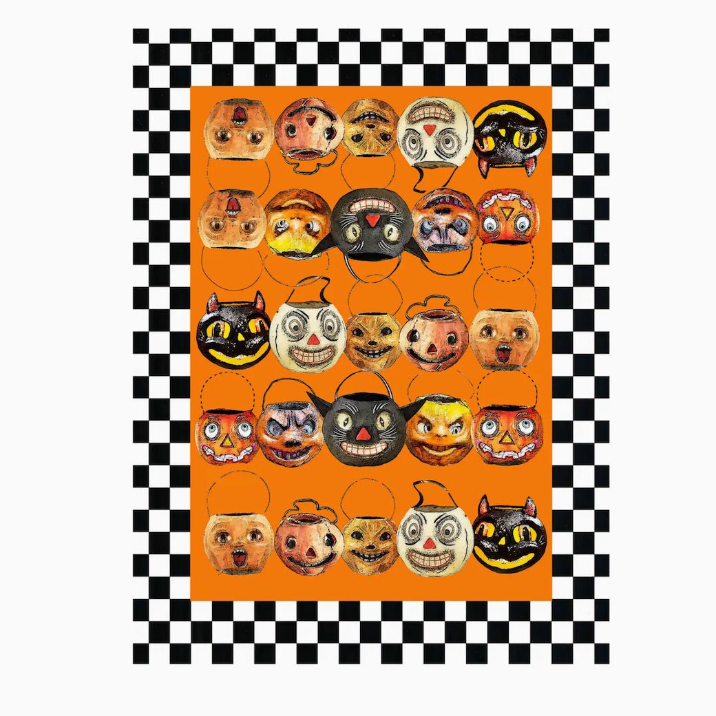 Vintage - Style Halloween Face Buckets Kitchen Towel - Marmalade Mercantile