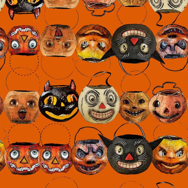 Vintage - Style Halloween Face Buckets Kitchen Towel - Marmalade Mercantile
