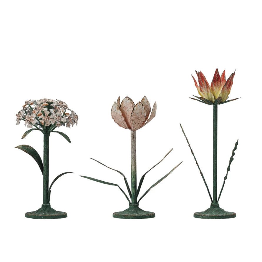 Vintage - Style Metal Toleware Flower Taper Holders CHOICE of Style - Marmalade Mercantile
