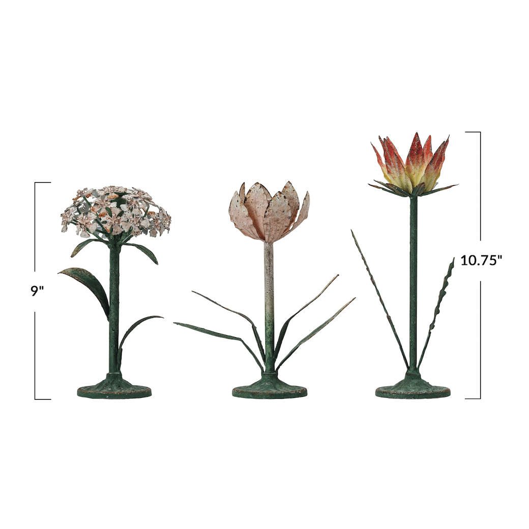 Vintage - Style Metal Toleware Flower Taper Holders CHOICE of Style - Marmalade Mercantile