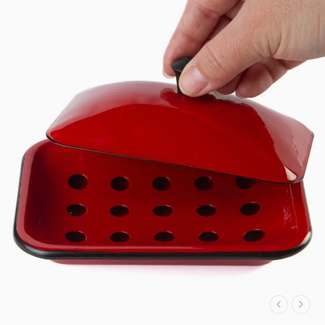 Vintage - Style Rectangular Enameled Soap Dish with Lid CHOICE of Colors - Marmalade Mercantile