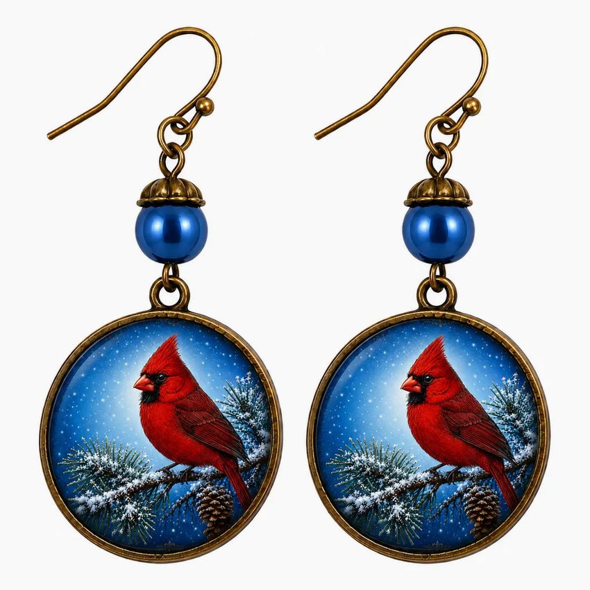Winter Cardinal Earrings for Pierced Ears - Marmalade Mercantile