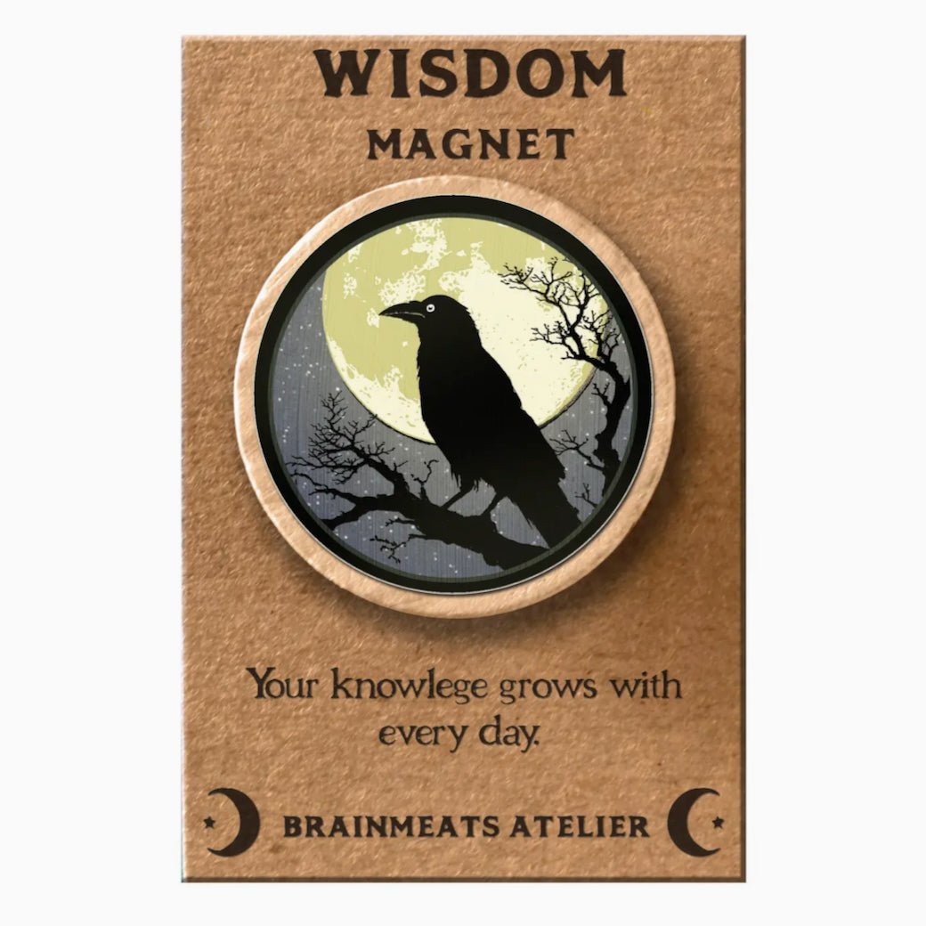 Wisdom Magnet - Raven on Full Moon Token for Students - Marmalade Mercantile