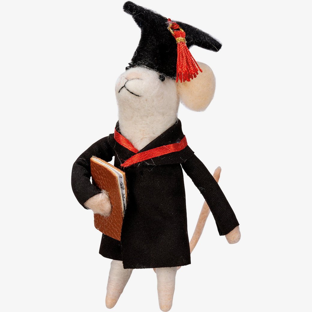 Wool Felt Graduation Mouse Critter - Marmalade Mercantile
