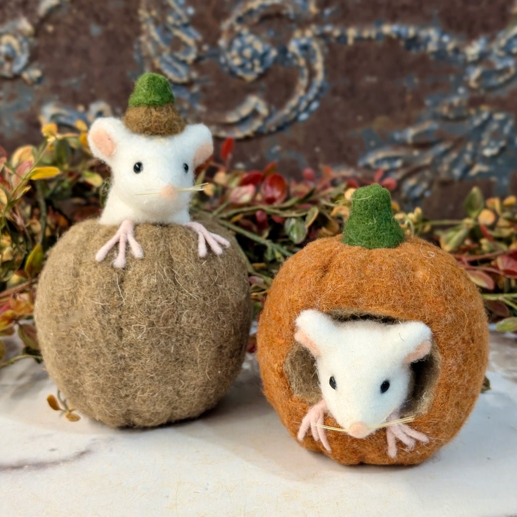 Wool Felt Pumpkin Mouse Critter CHOICE of Style/Color - Marmalade Mercantile