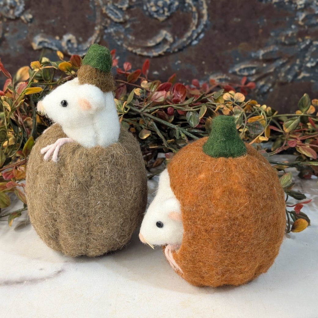 Wool Felt Pumpkin Mouse Critter CHOICE of Style/Color - Marmalade Mercantile