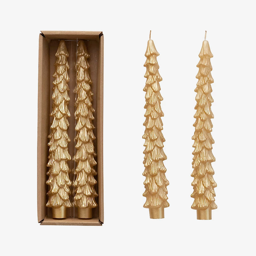 10" Unscented Tree Shaped Taper Candle GOLD