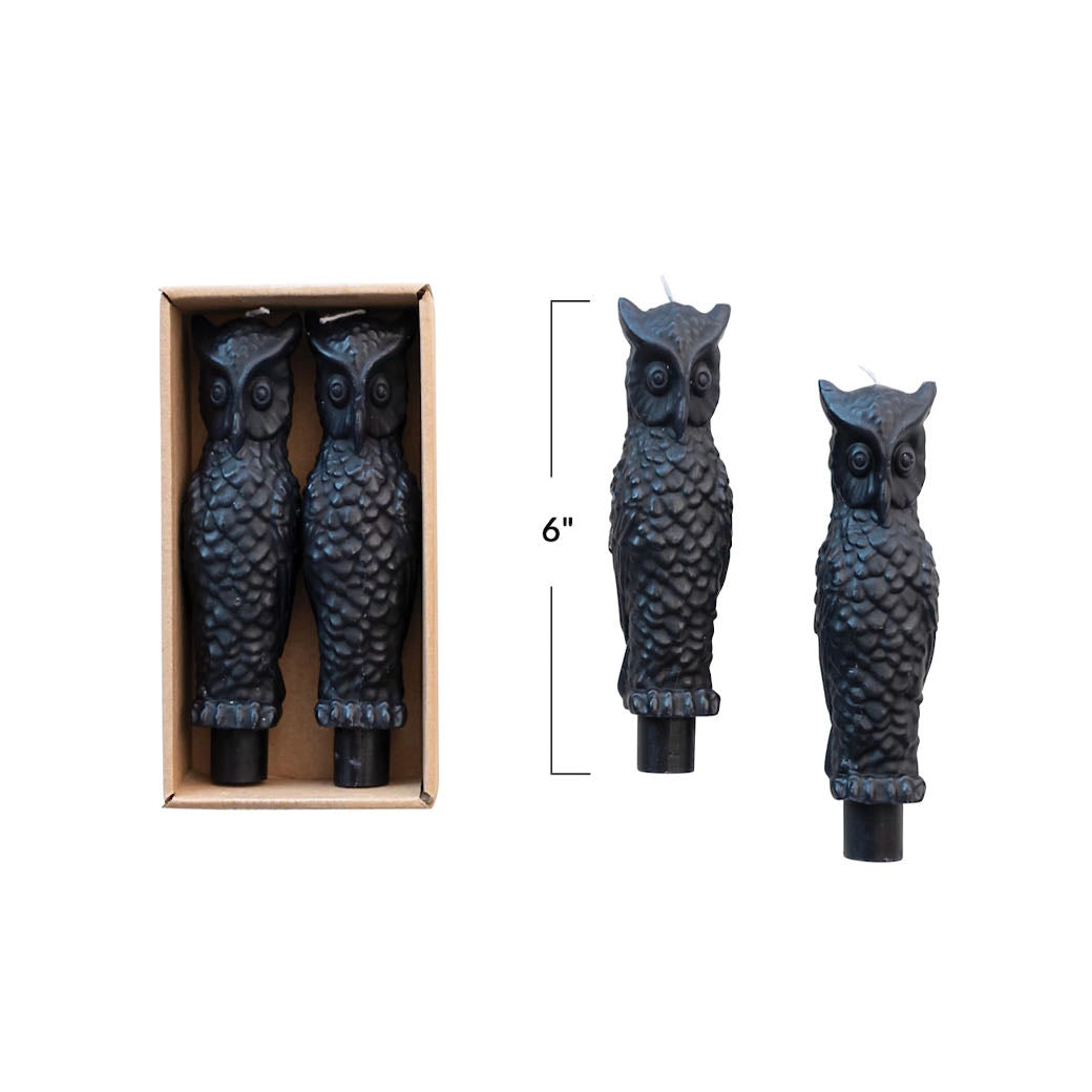Pair of 6” Halloween Owl Taper Candles