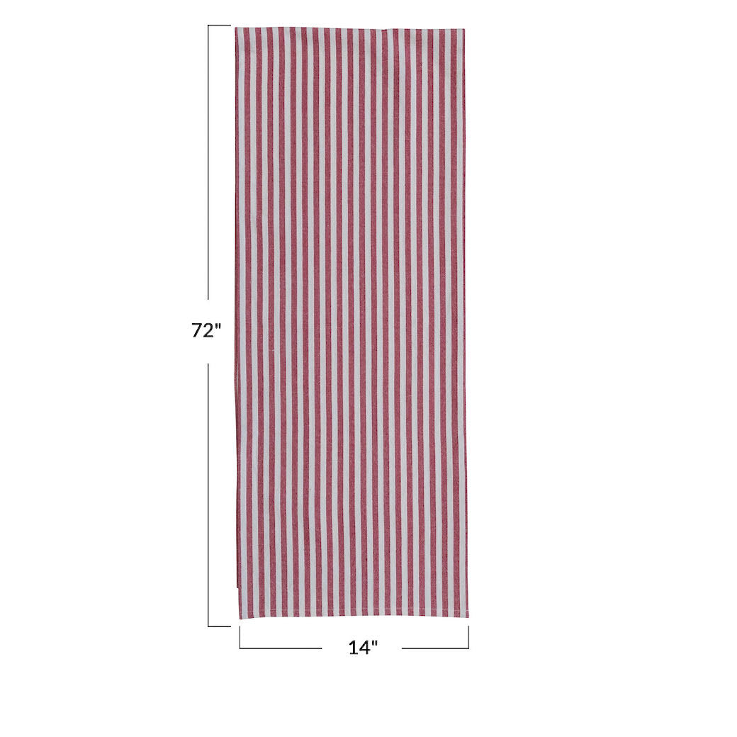 Festive Woven Red Striped Cotton Table Runner