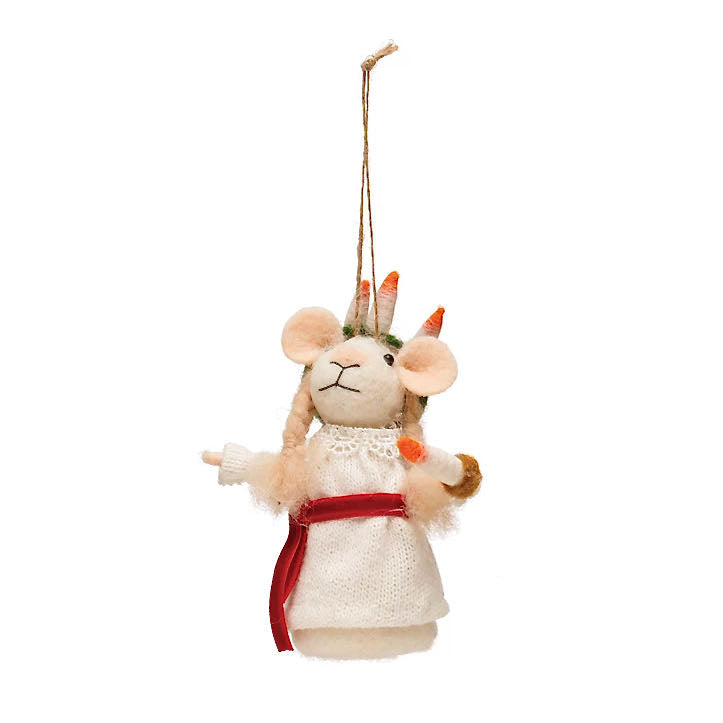 Wool Felt St. Lucia Mouse Christmas Ornament