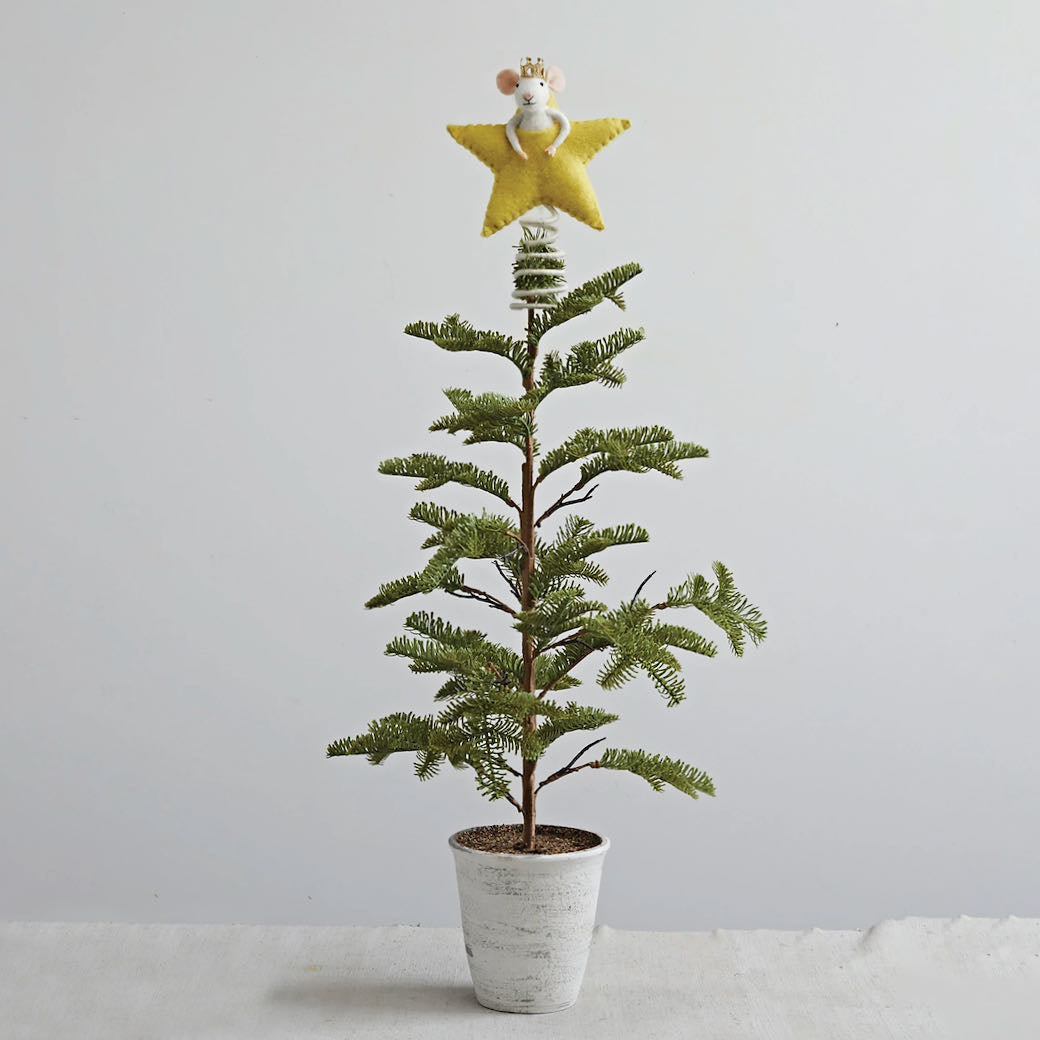 Wool Mouse & Star Christmas Tree Topper