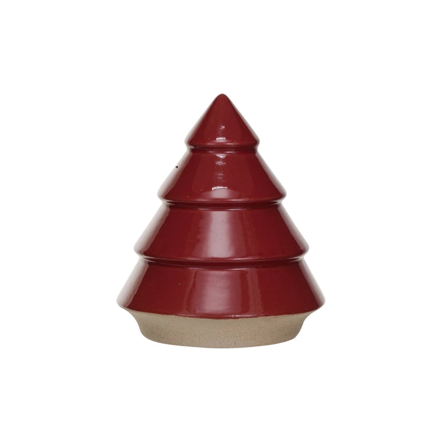 Petite Festive Red Stoneware Tree 5” Tall