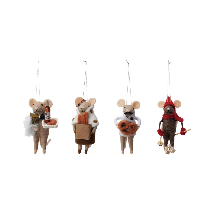 Handmade Wool Felt Gourmand Mouse Critter Ornament CHOICE of 4 Styles