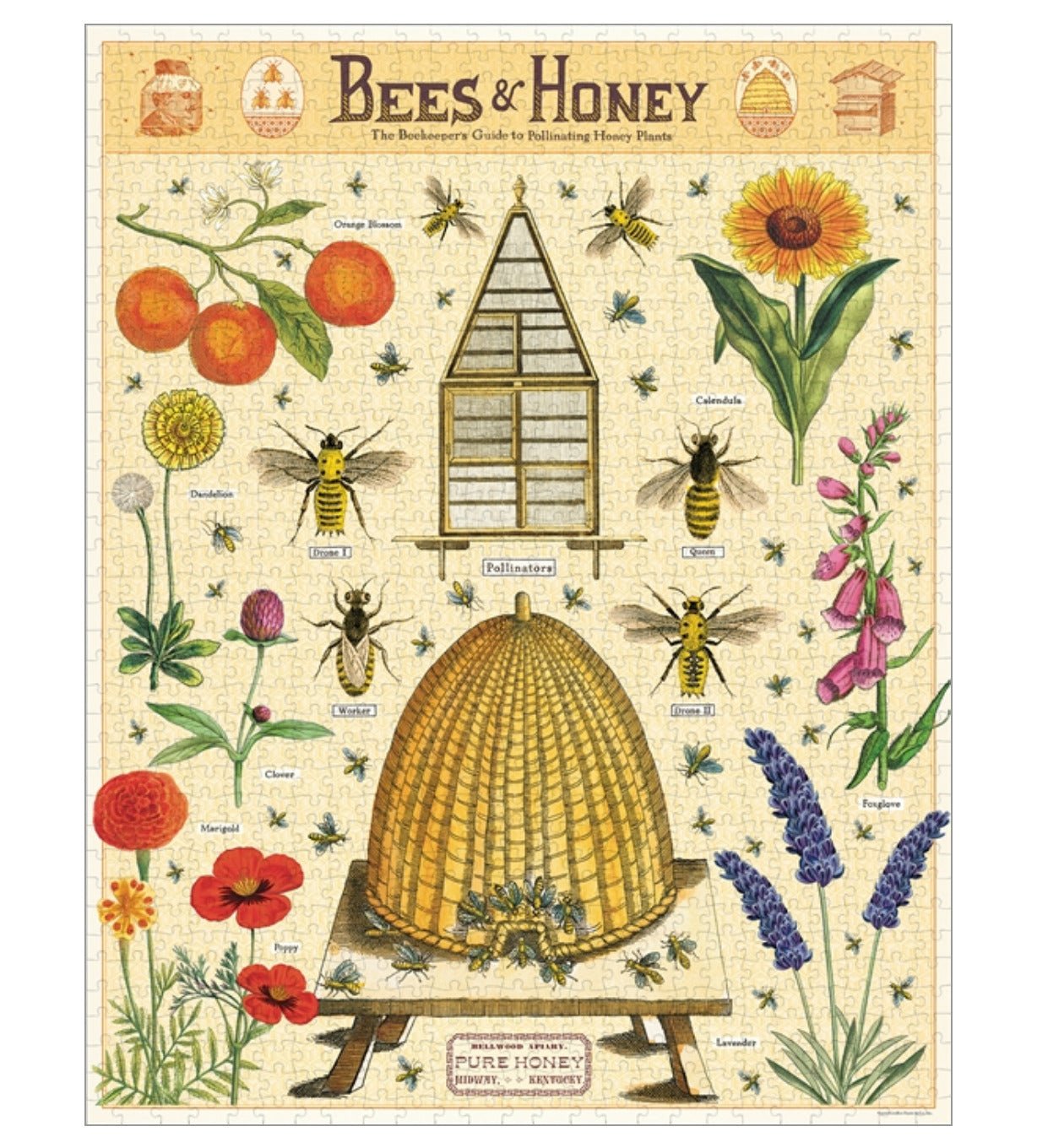 1000-Piece Beekeepers Guide to Pollinating Honey Plants Jigsaw Puzzle - Marmalade Mercantile