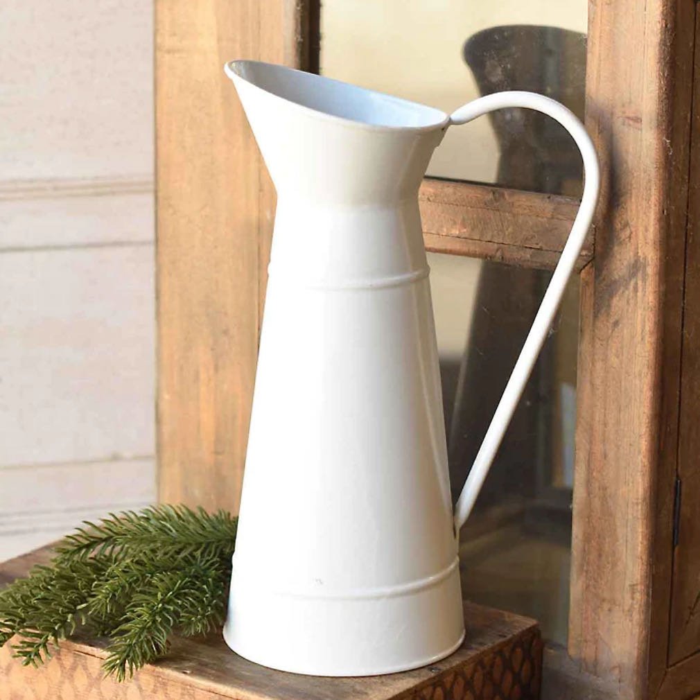 11” Decorative Vintage-Style Metal Parisian Pitcher - Marmalade Mercantile