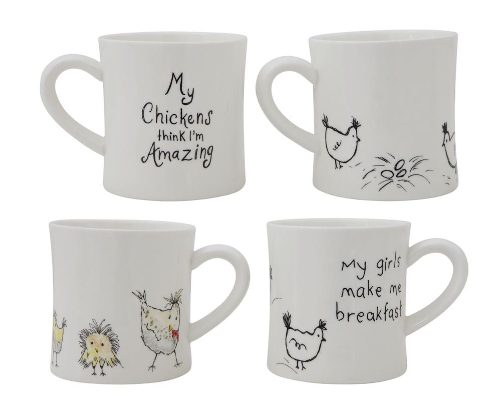 Set of Two 14oz Farmhouse Kitchen Mugs for Chicken Lovers