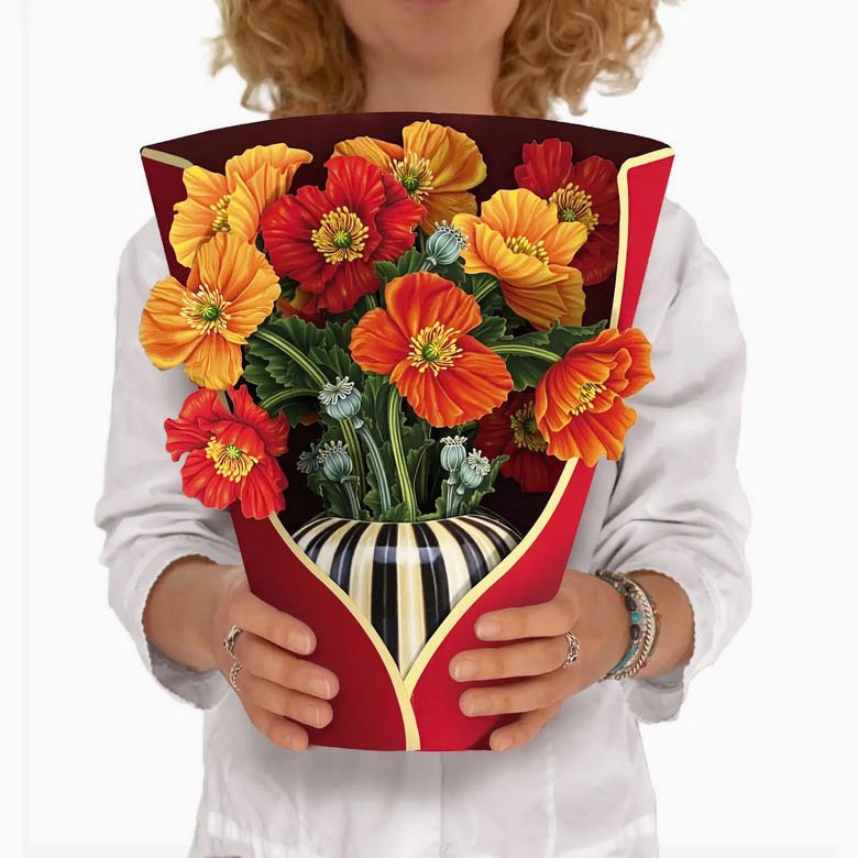 3-D Life-Sized Pop Up Bouquet Greeting Card French Poppies - Marmalade Mercantile
