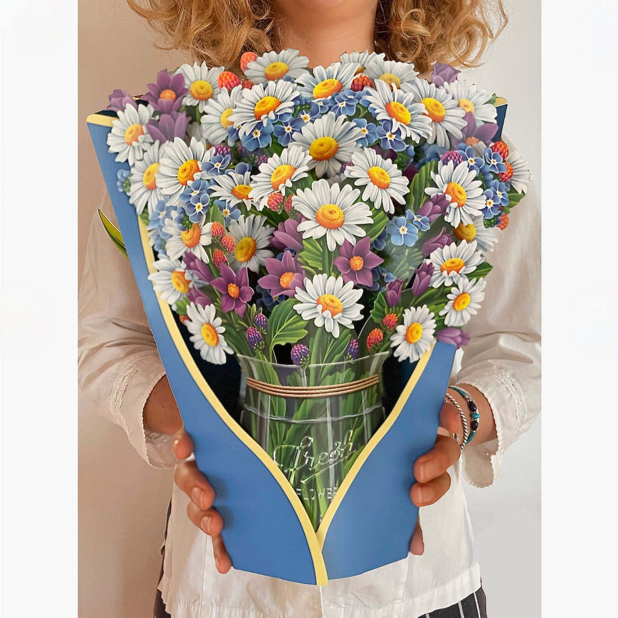 3D Life-Sized Paper Daisies & Wildflowers Bouquet Pop Up Greeting Card - Marmalade Mercantile