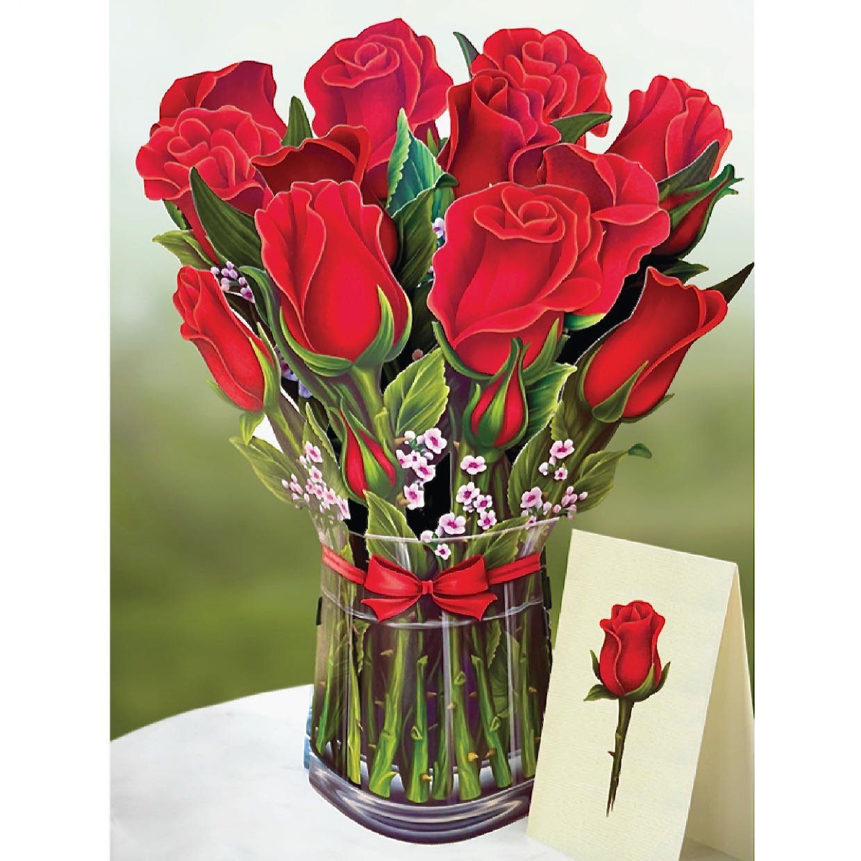 3D Life-Sized Paper Red Roses Bouquet Pop Up Greeting Card - Marmalade Mercantile