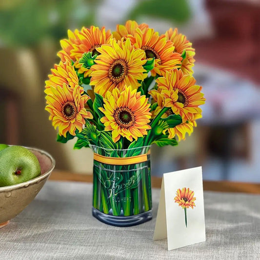 3D Life-Sized Paper Sunflower Bouquet Pop Up Greeting Card - Marmalade Mercantile
