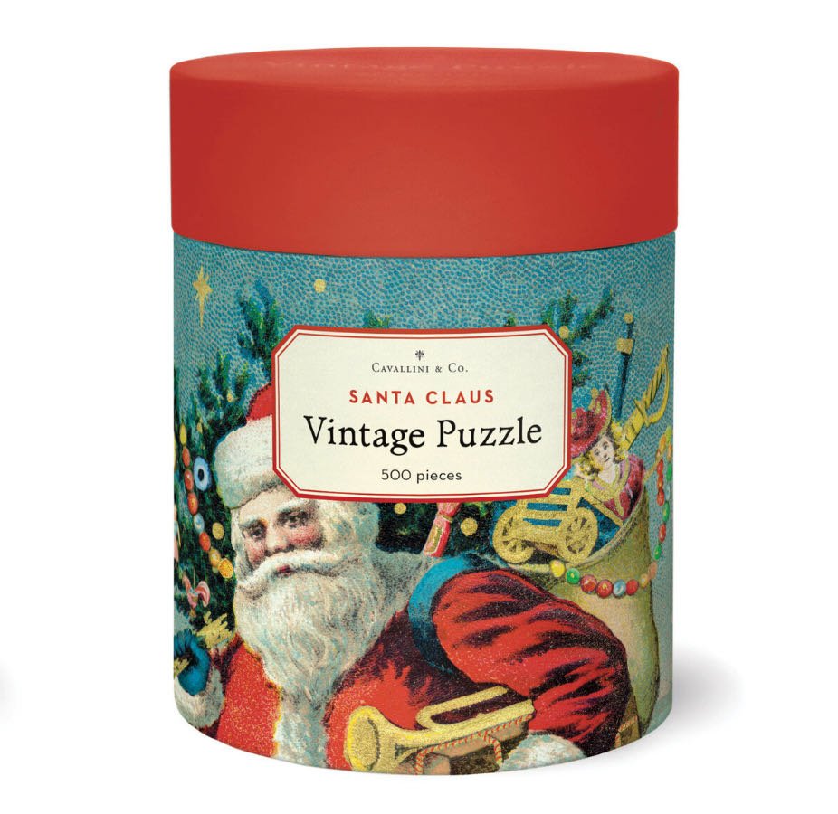 500-piece Merry Christmas Jigsaw Puzzle Vintage Santa Image - Marmalade Mercantile