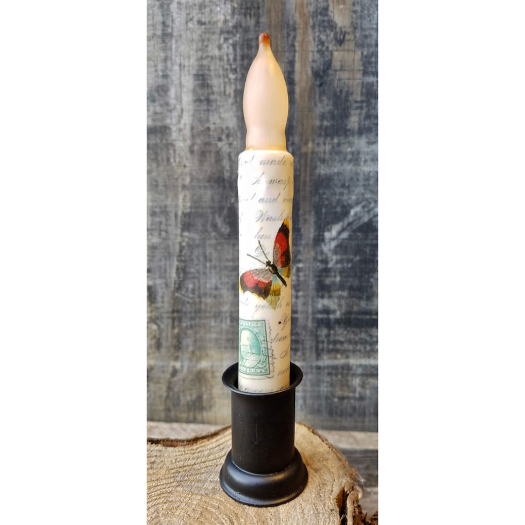 Battery LED Candle with Butterflies