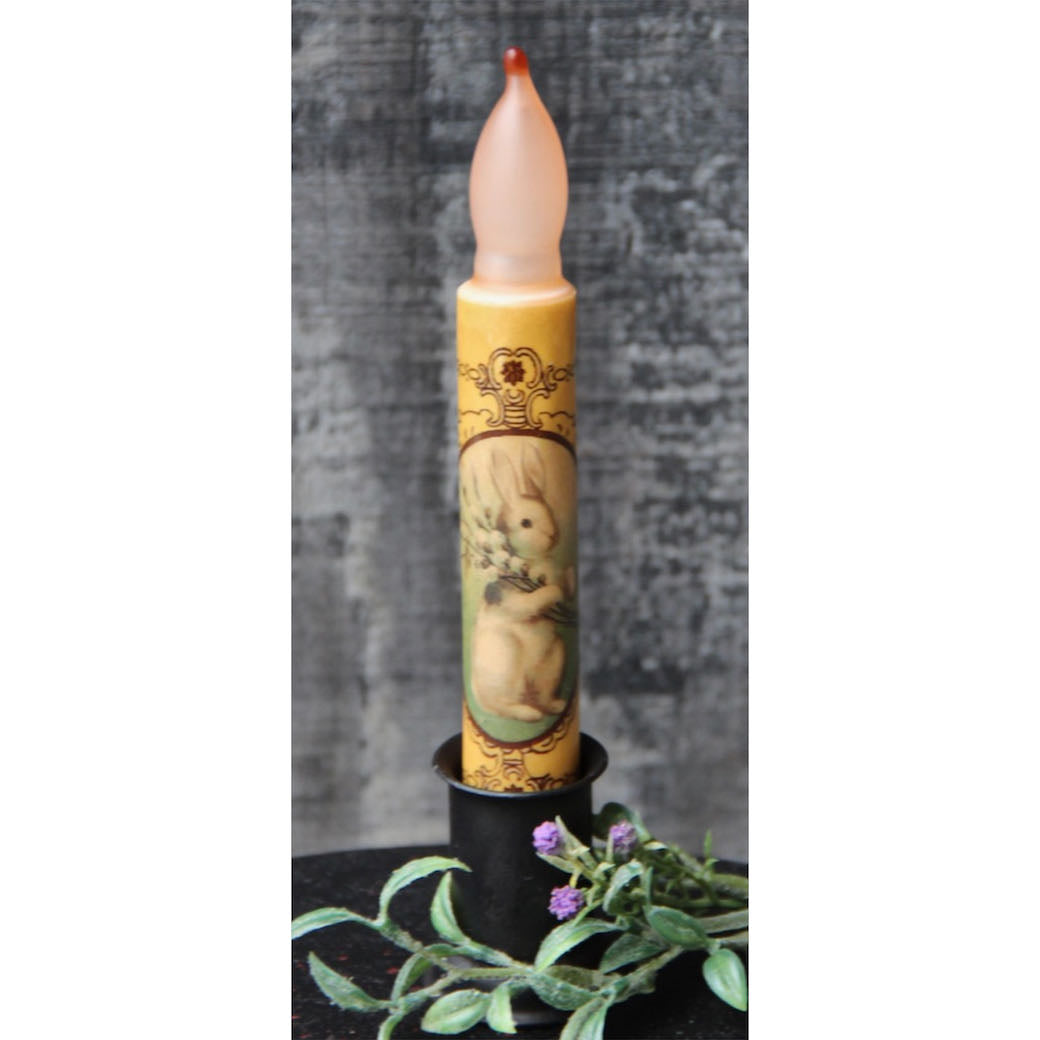 White Rabbit with Pussy Willows LED Battery Candle