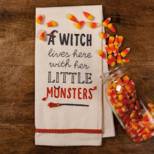 A Witch Lives Here With Her Little Monsters Halloween Towel - Marmalade Mercantile
