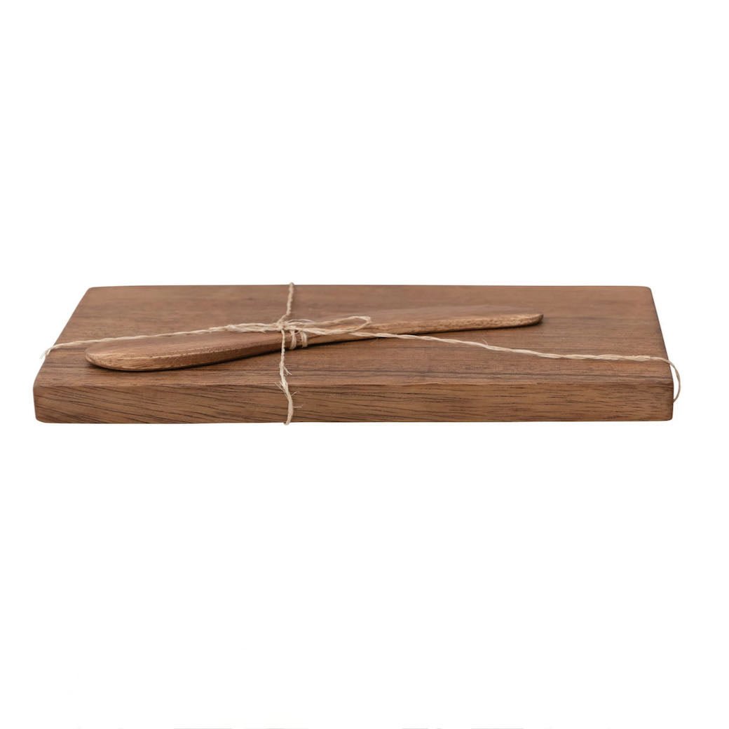 Acacia Wood Cheese/Cutting Board with Canape Knife Set - Marmalade Mercantile