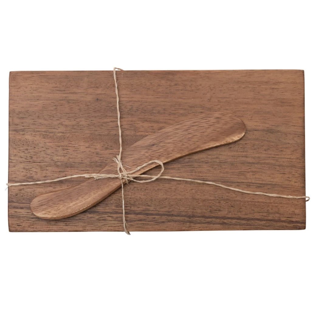 Acacia Wood Cheese/Cutting Board with Canape Knife Set - Marmalade Mercantile