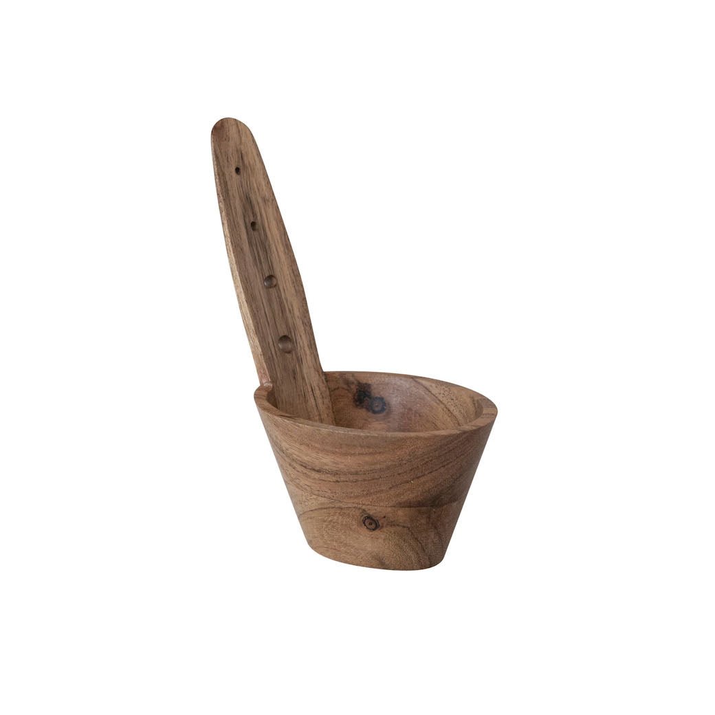 Acacia Wood Herb Stripper w Attached Bowl - Marmalade Mercantile