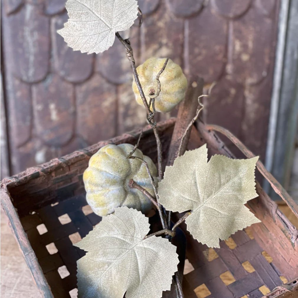 Autumn Forked Vine Pumpkin Stem in Green - Marmalade Mercantile