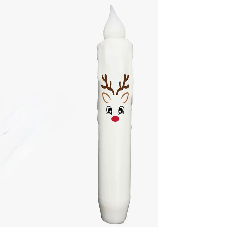 Battery Operated LED Christmas Taper Candle Rudolph Face - Marmalade Mercantile