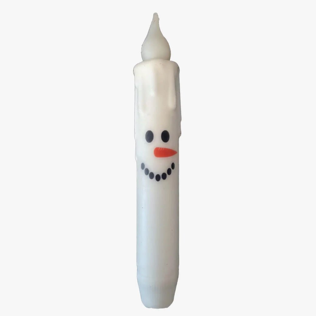 Battery Operated LED Christmas Taper Candle Snowman Face - Marmalade Mercantile