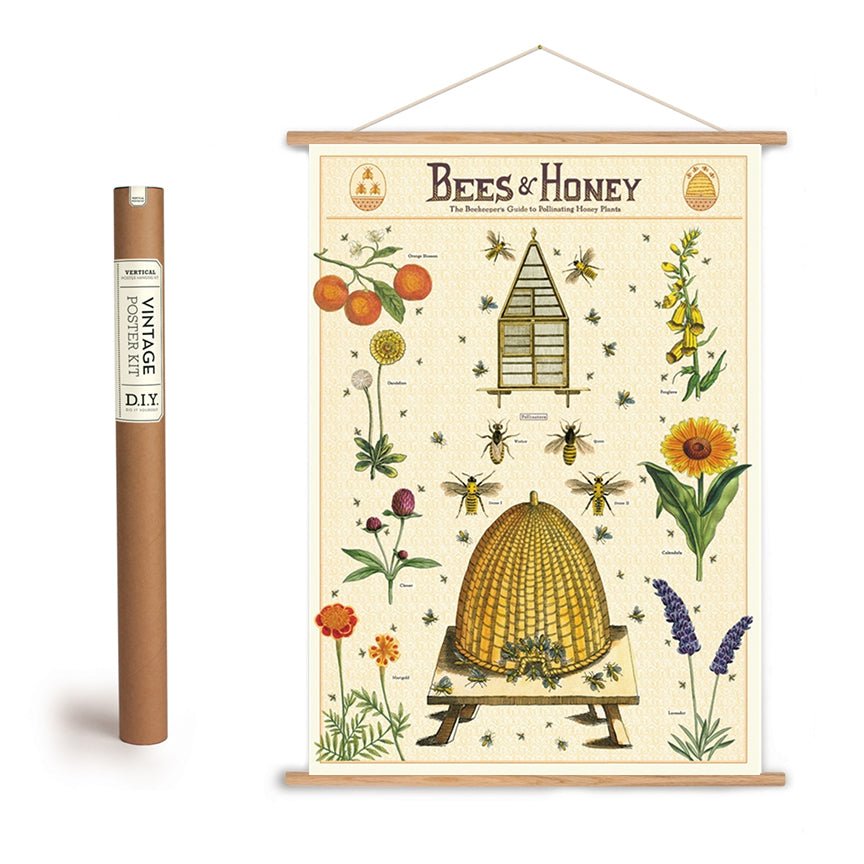 hanging plants for bees Beekeeper's Guide to Pollinating Plants Art Poster + Hanging Kit