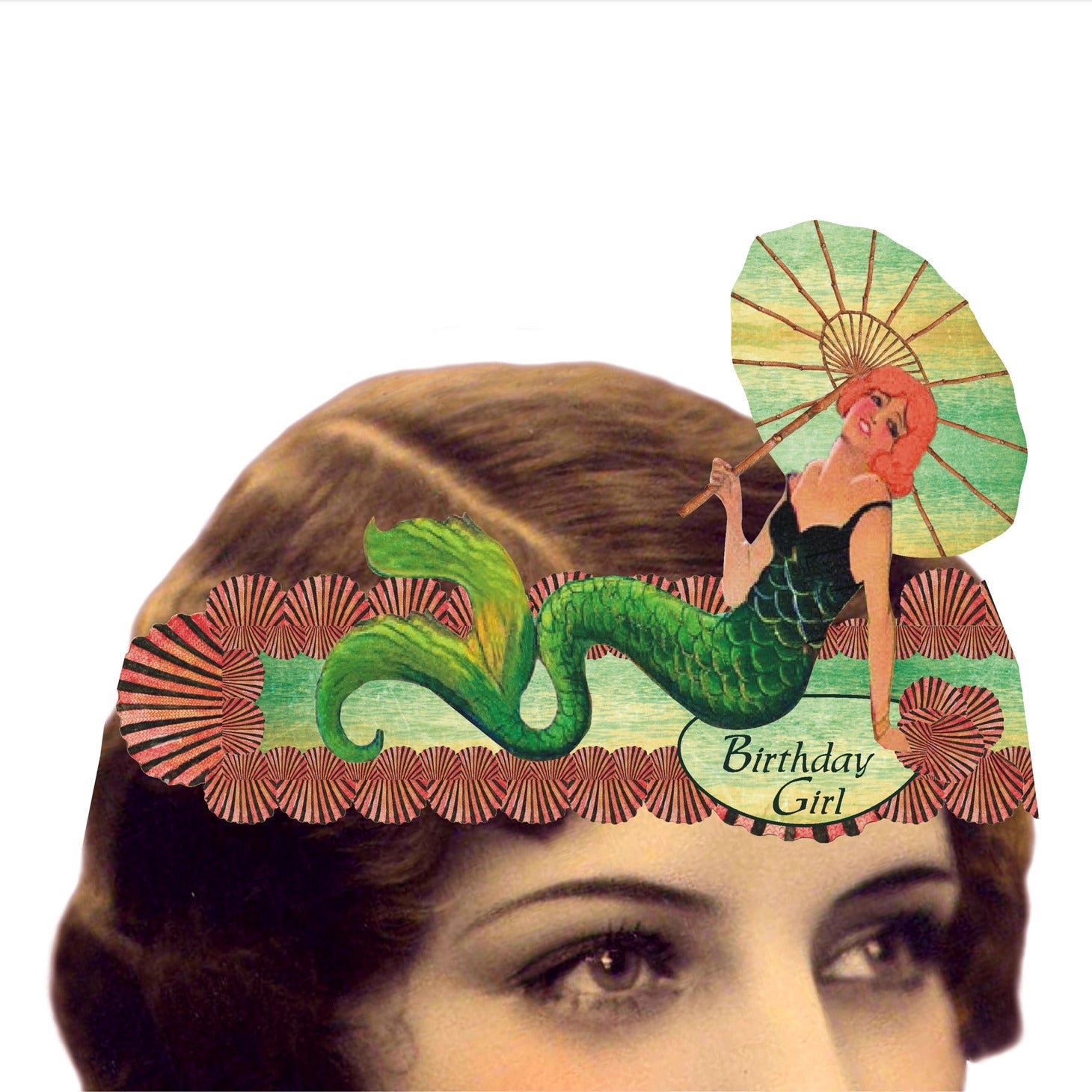 Birthday Girl Mailable Wearable Paper Tiara Mermaid Greeting Card - Marmalade Mercantile