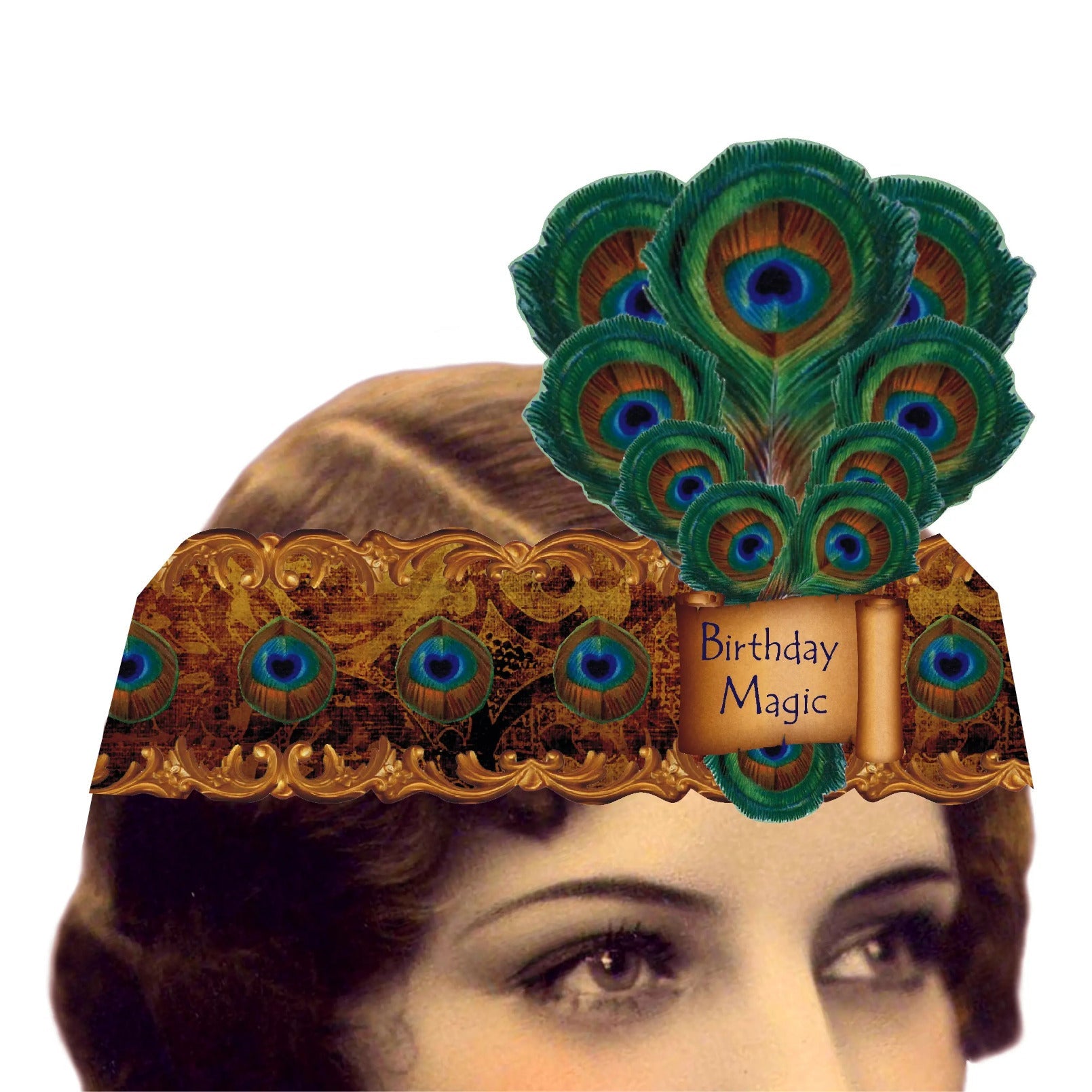 Birthday Magic Mailable Wearable Paper Tiara Peacock Greeting Card - Marmalade Mercantile