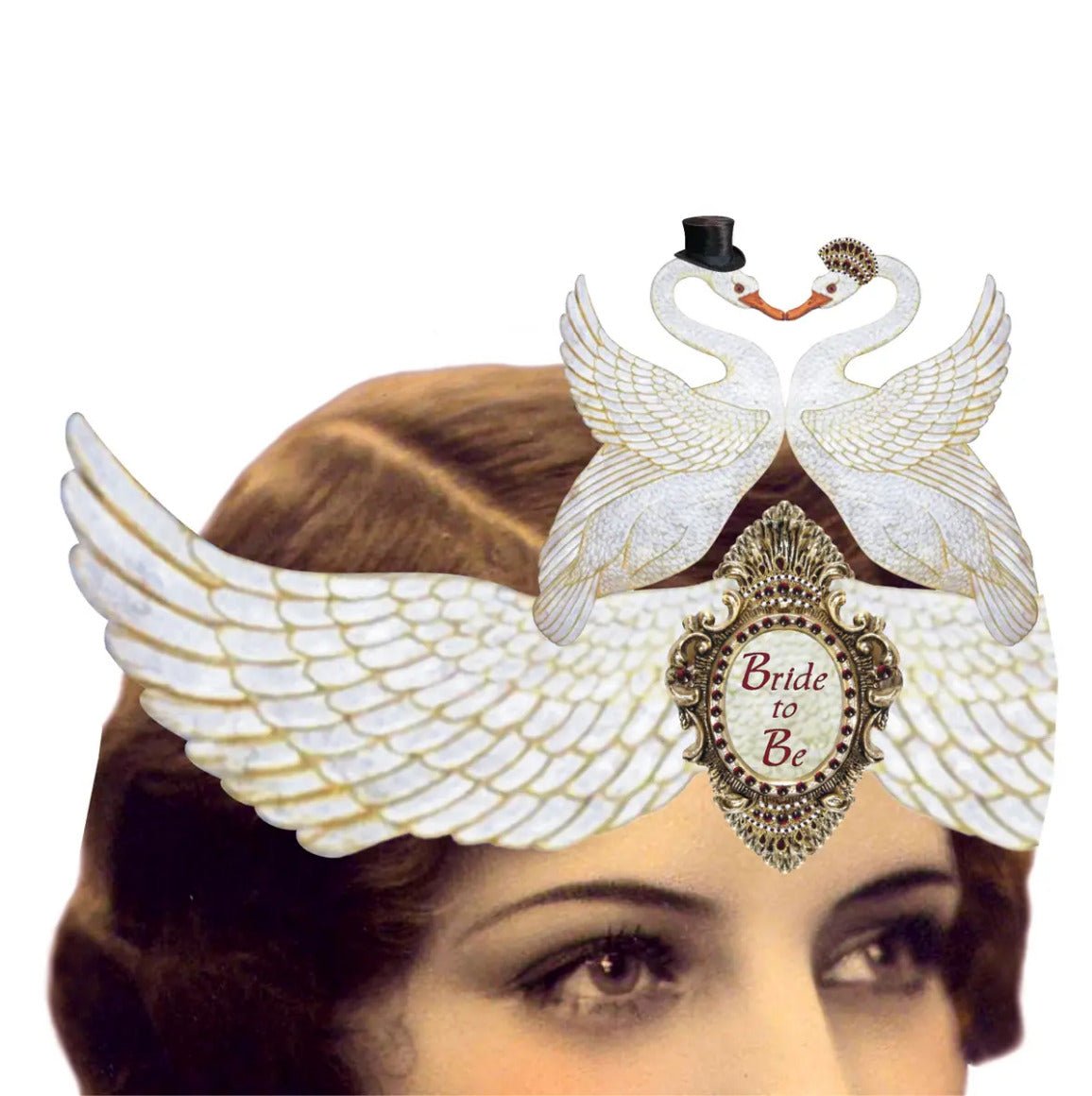 Bride to Be Mailable Wearable Paper Tiara Swan Greeting Card - Marmalade Mercantile