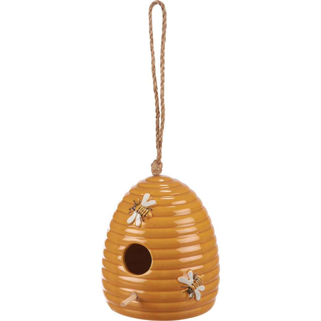 Ceramic Hanging Bee Skep Bird House - Marmalade Mercantile