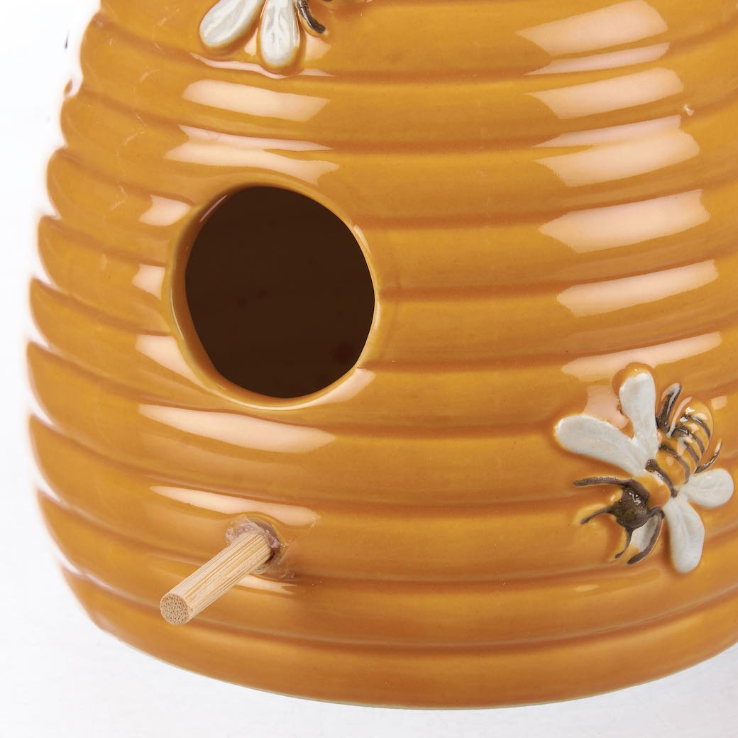 Ceramic Hanging Bee Skep Bird House - Marmalade Mercantile