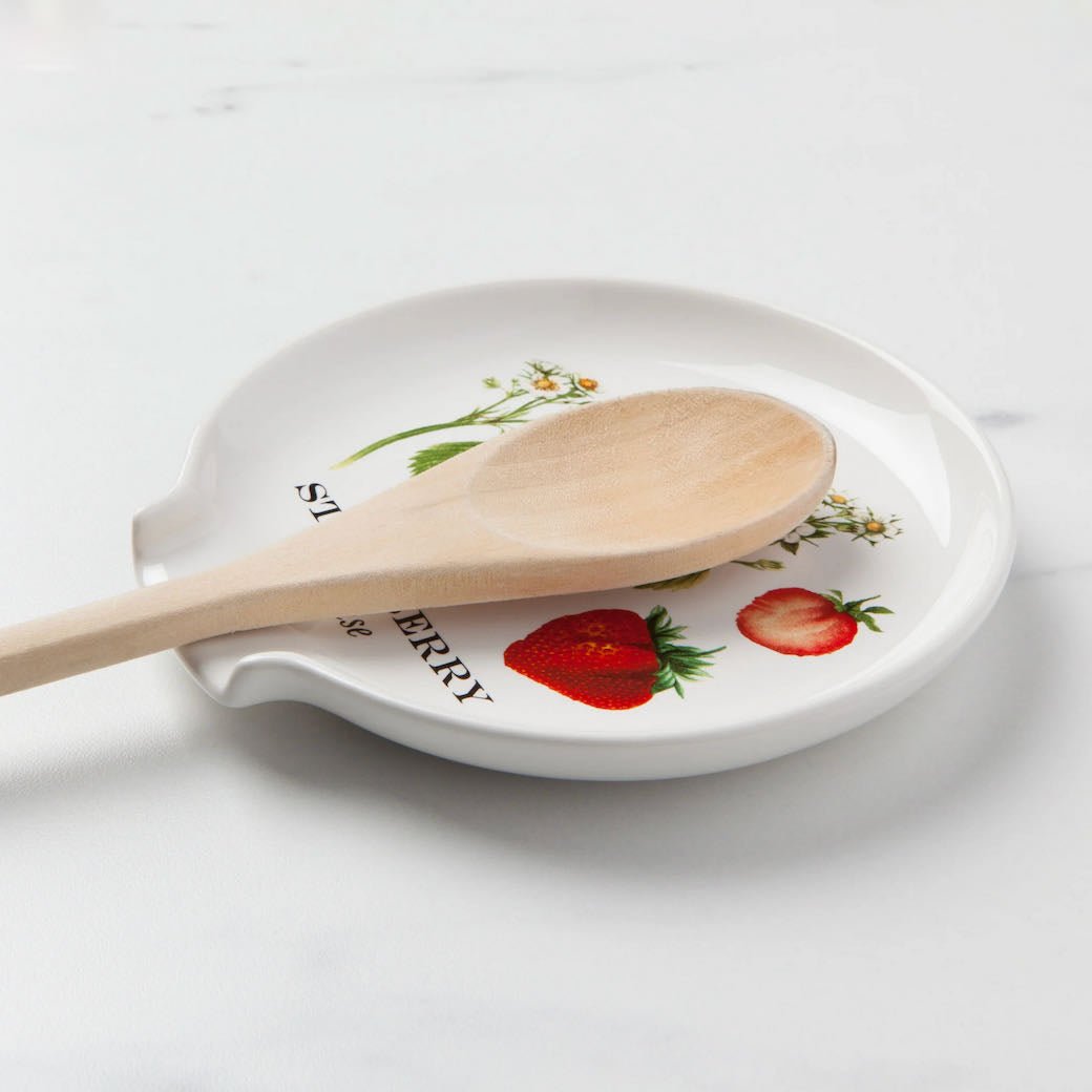Ceramic Spoon Rest Vintage Strawberry Pattern - Marmalade Mercantile