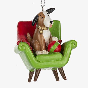 Cute Puppy on a Mid-Mod Chair Christmas Ornament - Marmalade Mercantile