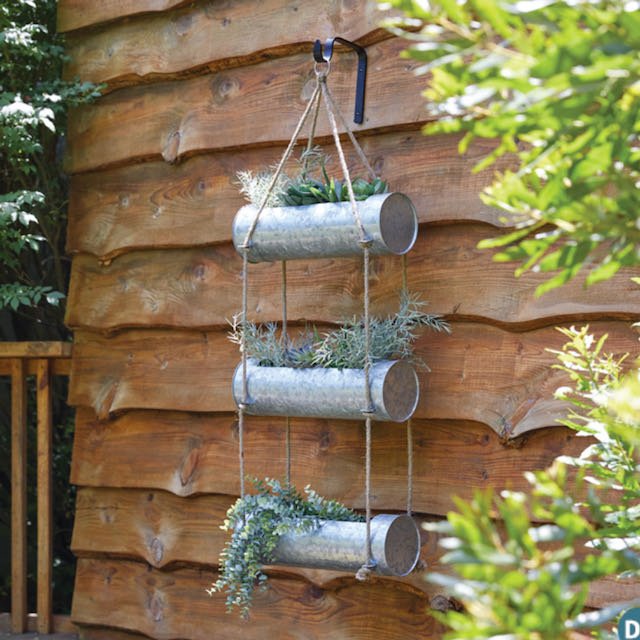 Galvanized Three-Tier Hanging Planter with Hook - Marmalade Mercantile